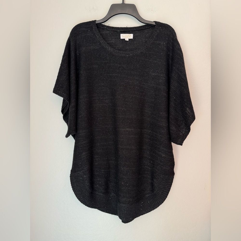 Mud Pie Womens Scoopneck Black Sparkle Sweater - Size M/L